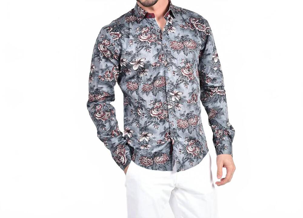 NEW EIGHT X oxblood button down shirt in grey